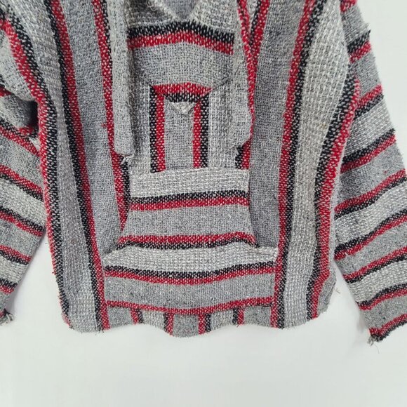 Artesanias Women's Long Sleeve Hooded Drug Rug Multi Color Striped Size S Surf - Picture 2 of 7